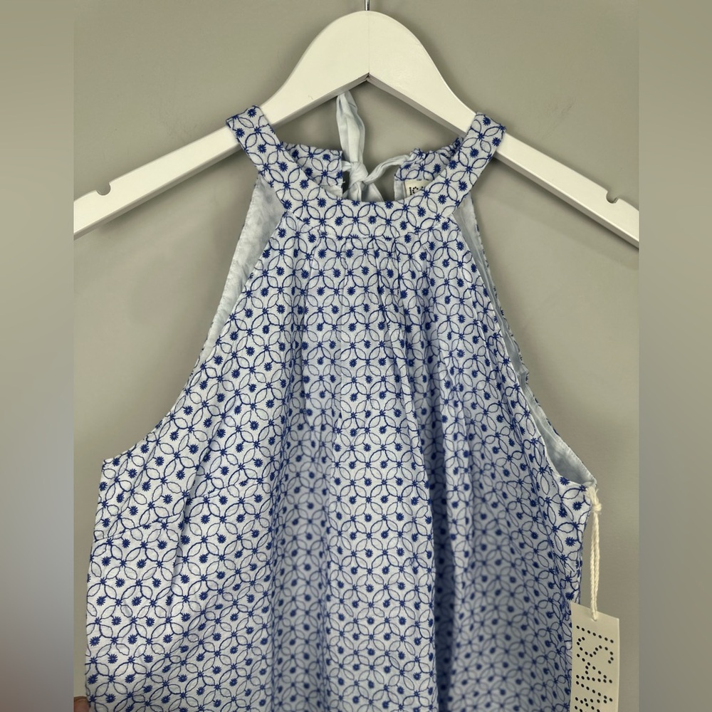 ISANI Blue Embroidered Halter Tie Casual Summer Dress NWT NEW Size Small - Picture 3 of 10